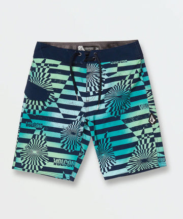 Volcom Big Boys Stone Stripe Mod-Tech Trunks - Teal Green